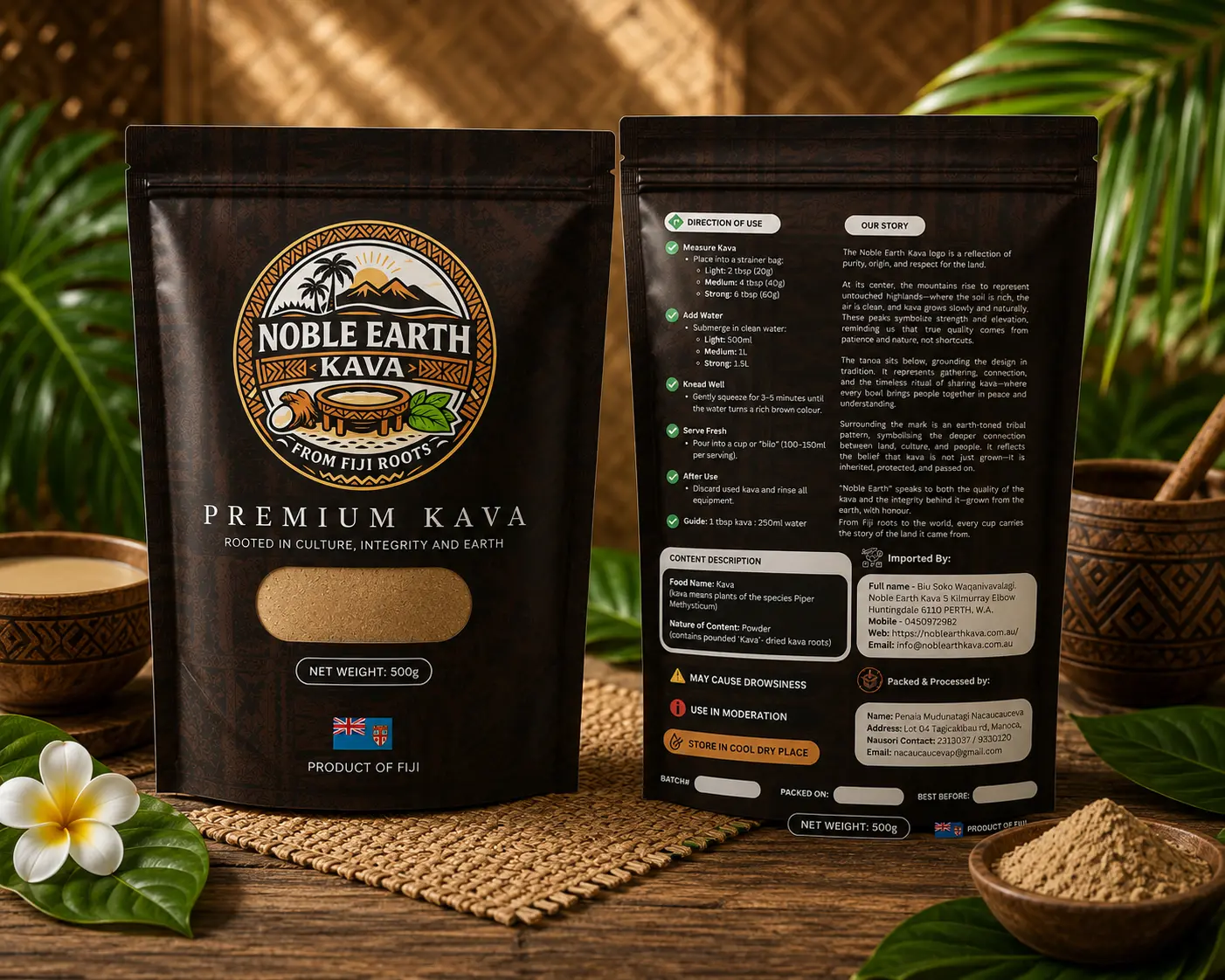 Noble Earth Kava 500g Premium Fijian Kava Powder